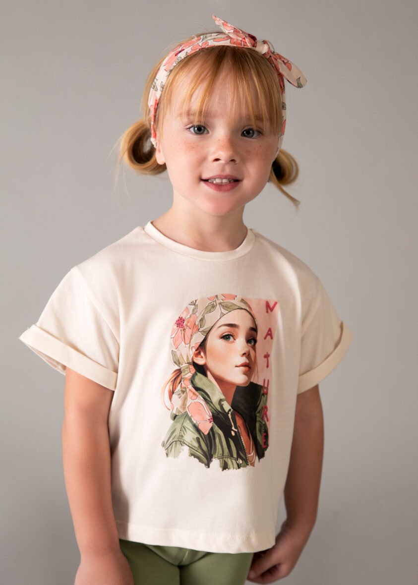 Printed T-shirt with Scrunchie for Girls
