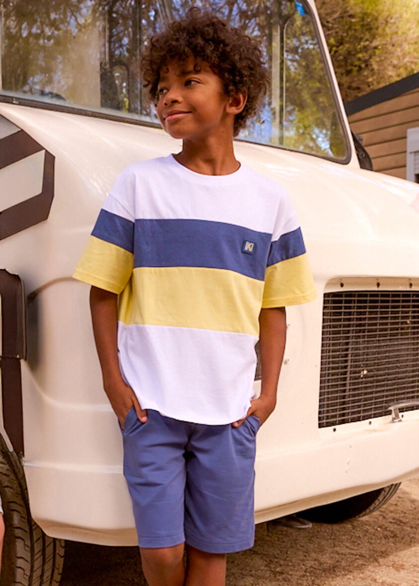 Color Block Shorts and T-shirt Set for Boys