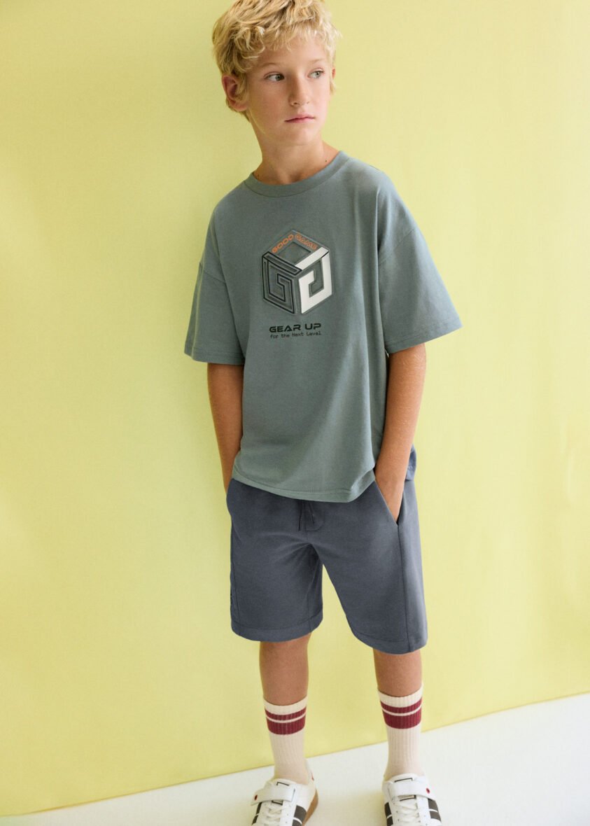 Boys Textured Shorts and T-shirt Set