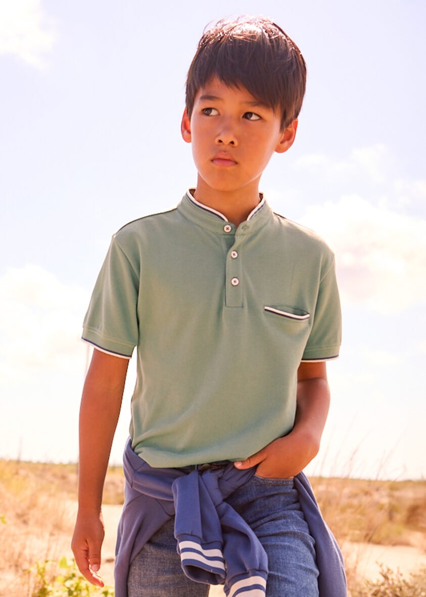 Boys Mao Collar Polo Shirt