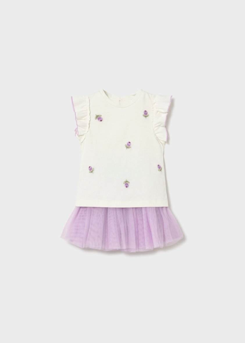 Set Skirt Tulle T-shirt Ruffled