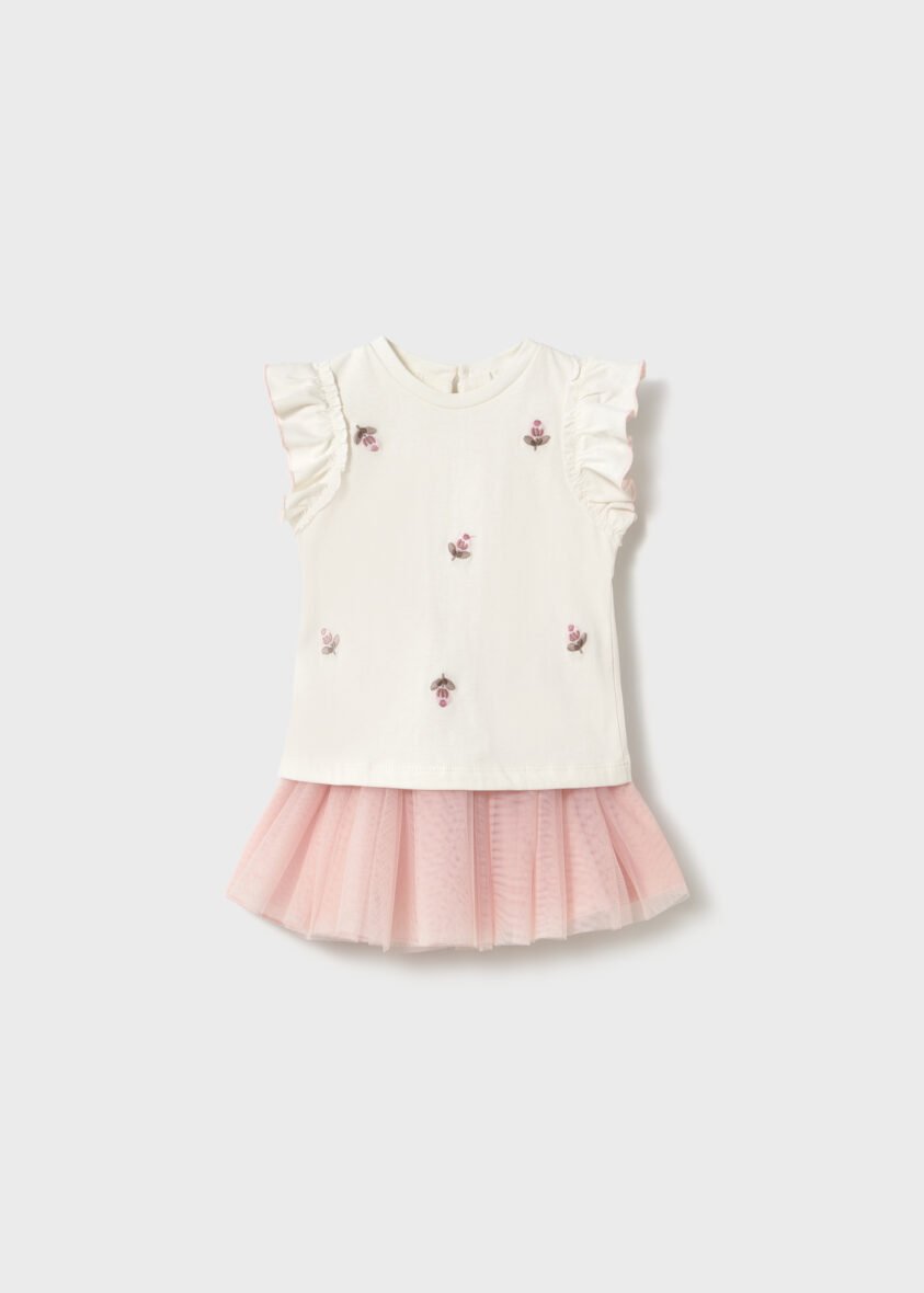 Set Skirt Tulle T-shirt Ruffled