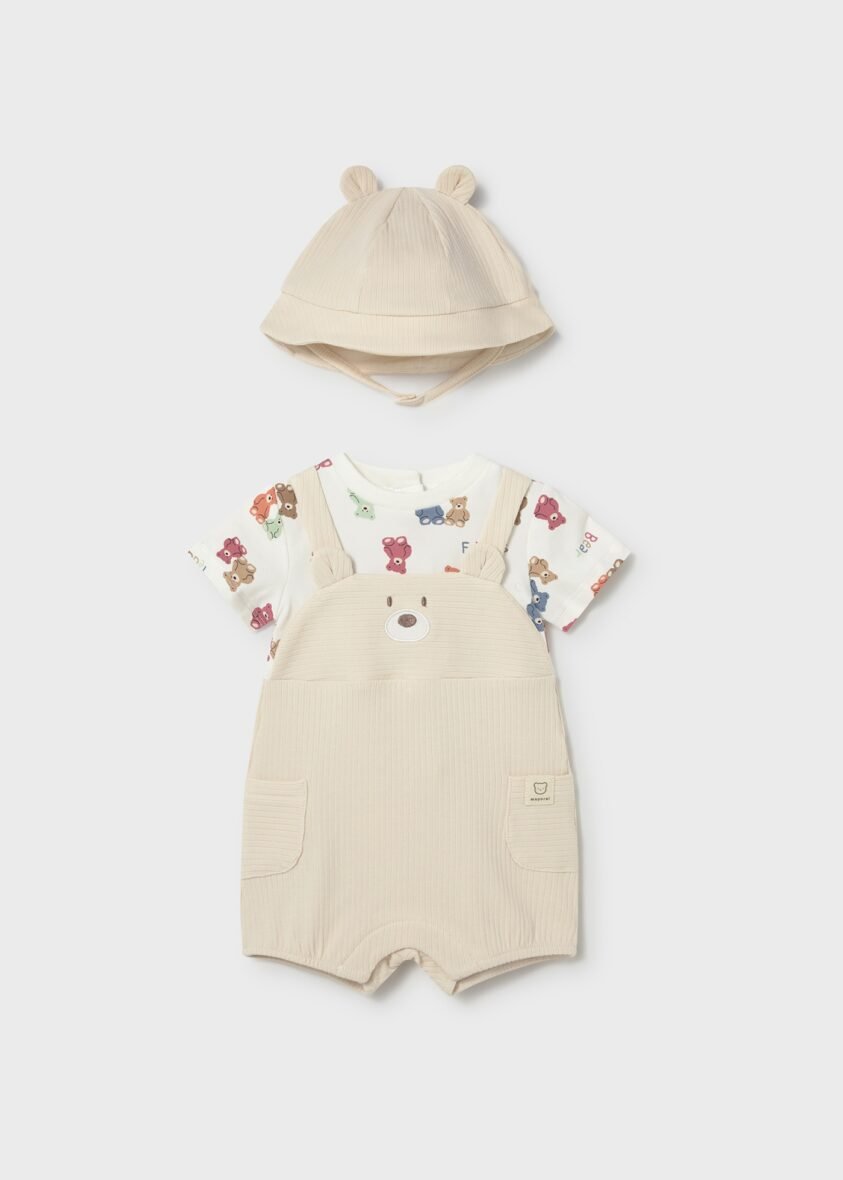 Playsuit Bib Shorts Faux Bear Hooded