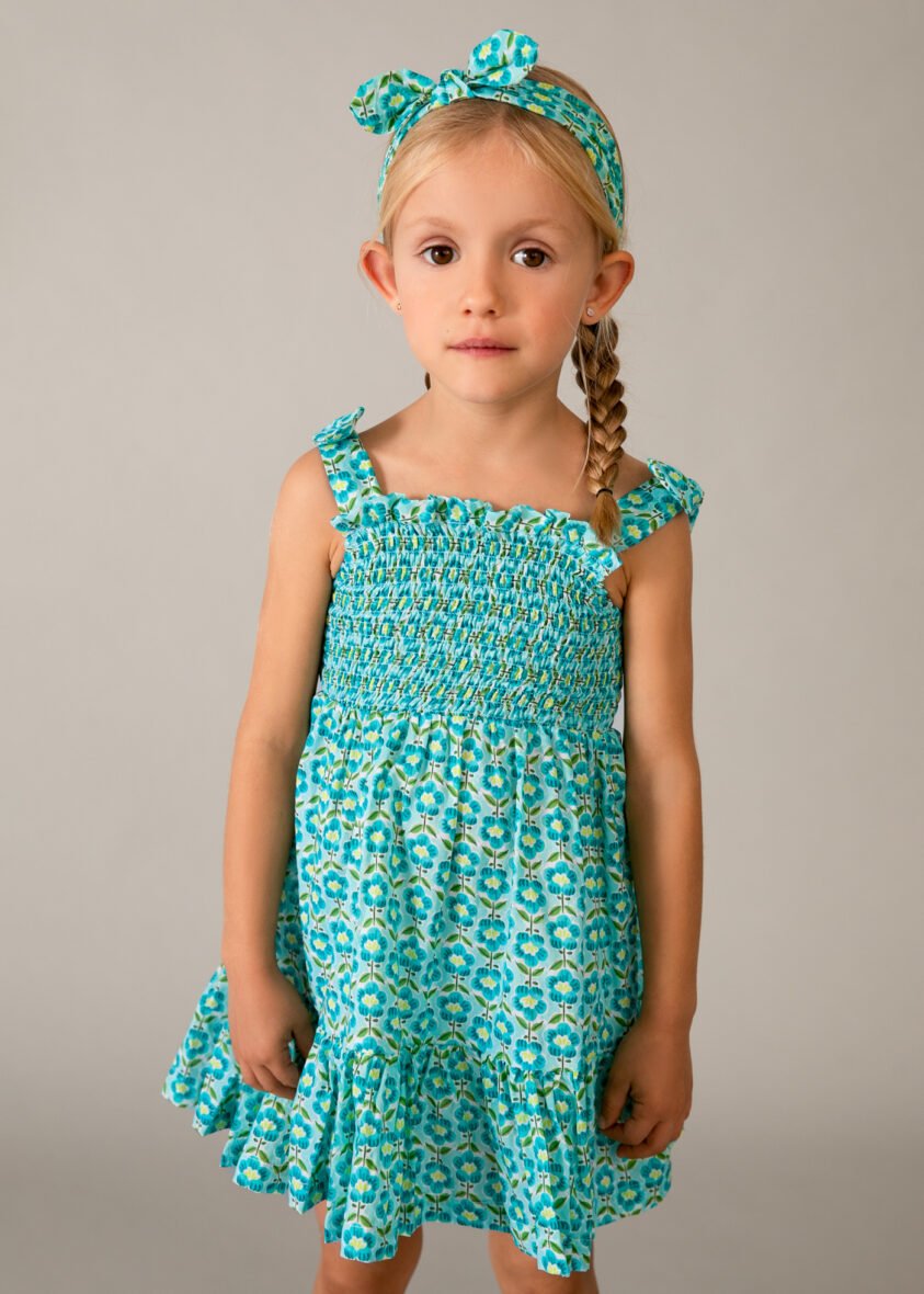 Vestido estampado con diadema niña